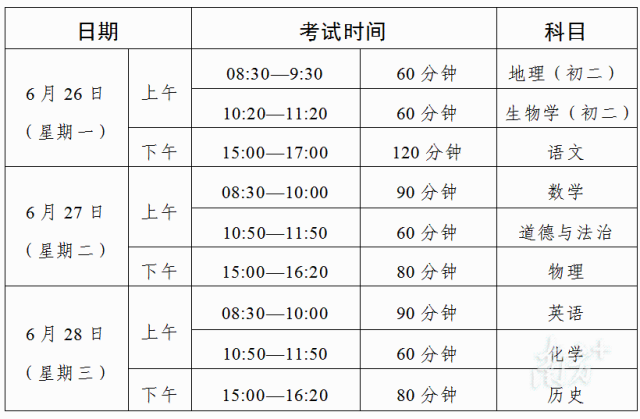 2023年廣東中考時間已確定