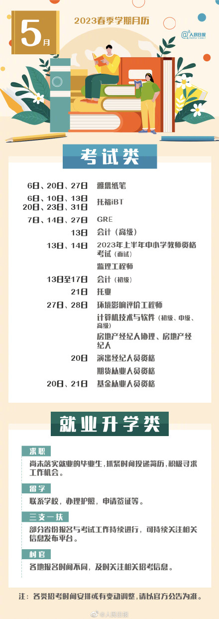 2023年春季學期具體月歷