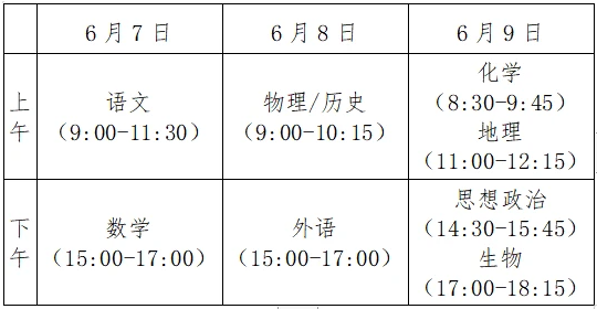 2023新高考時(shí)間安排